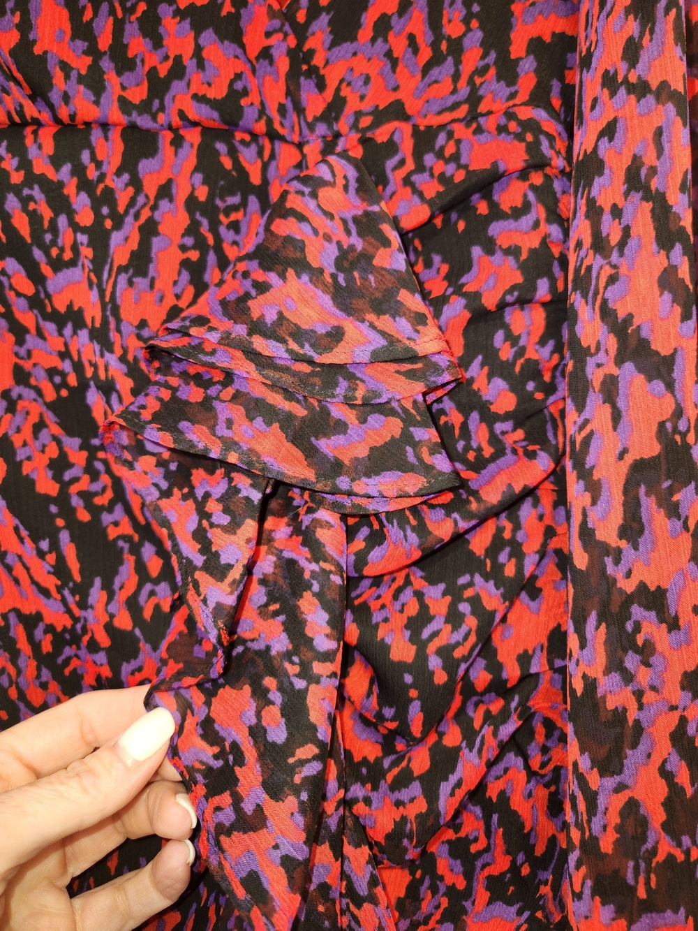 Express Red, Purple & Black Abstract Ruffle Dress - Picture 3 of 6